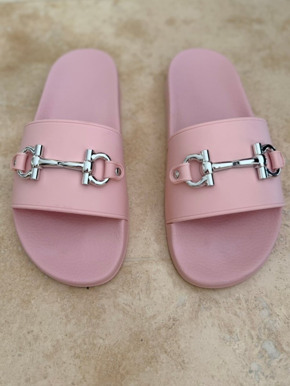 Salvatore Ferragamo Pink Slide Sandals – Size 8 - Brand new